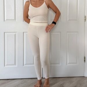 Victoria’s Secret Ivory Thermal Legging Cami Pajama Lounge Set S